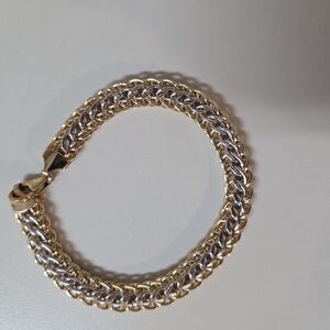 Two Color Gold and White Gold Chain Bracelet
